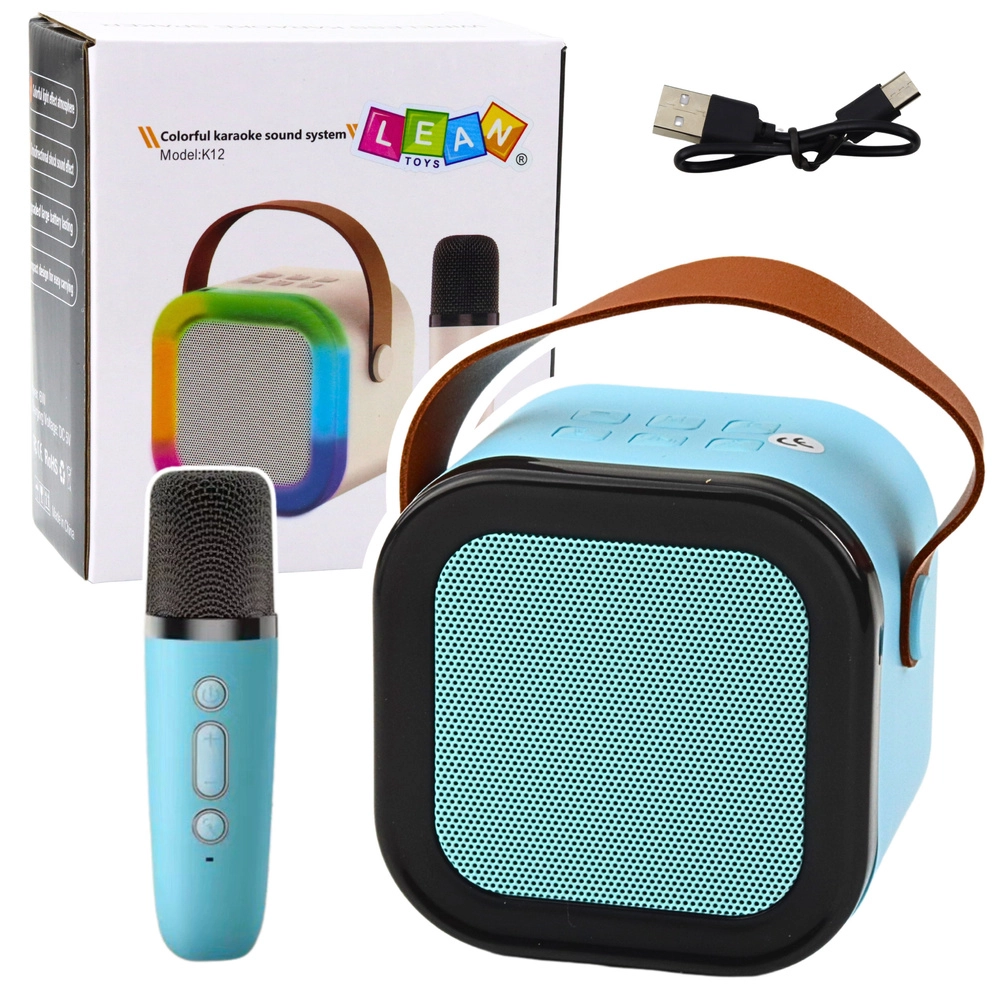 Bezdrôtový karaoke reproduktor s mikrofónom K12 RGB Bluetooth modrý