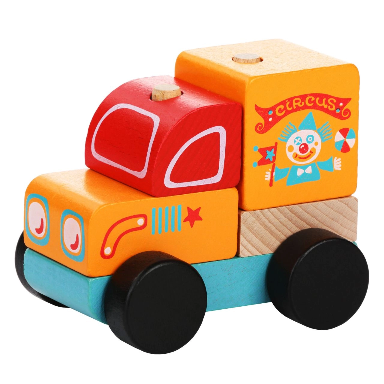 E-shop Cubika Drevené skladacie autíčko cirkus