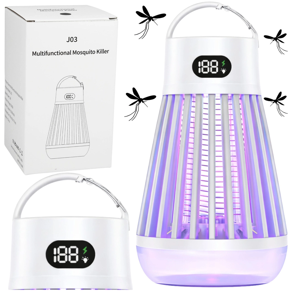 Elektrická lampa proti hmyzu s UV svetlom, biela