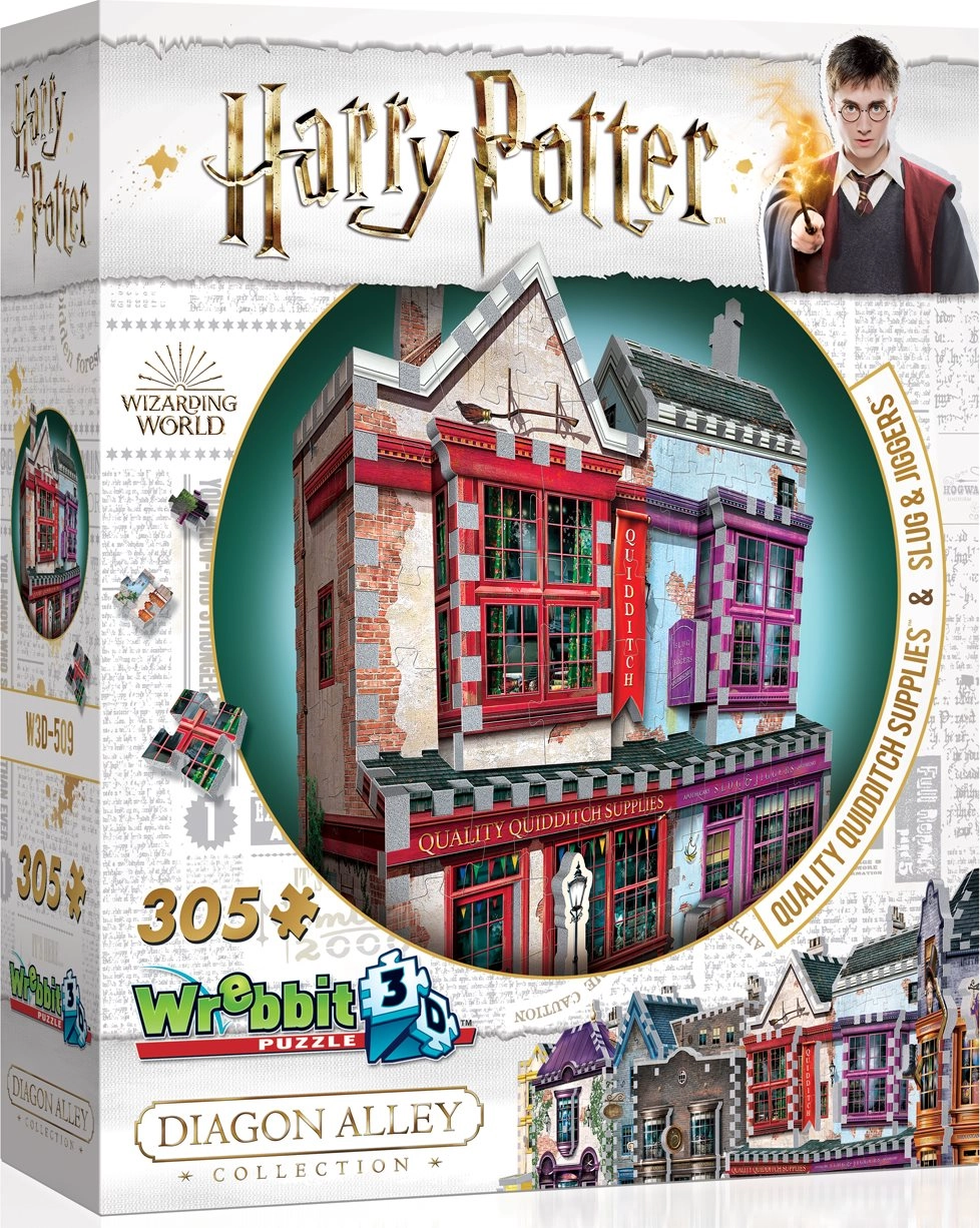 E-shop Wrebbit 3D puzzle Harry Potter: Prvotřídní potřeby pro famfrpál a Slug & Jiggers Apothecary 305 ks
