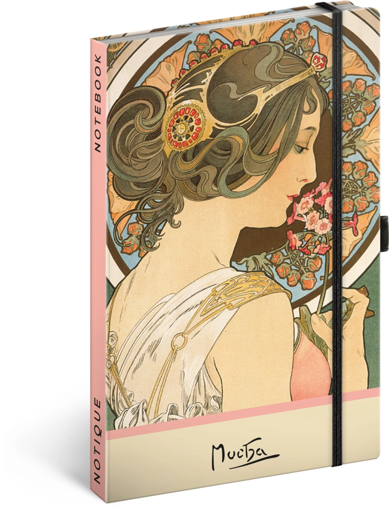 E-shop NOTIQUE Notes Alfons Mucha Maxana, bodkovaný, 13 x 21 cm