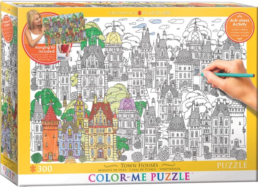 E-shop EUROGRAPHICS puzzle na vymaľovanie Domy v meste 300 dielikov + sada na zavesenie