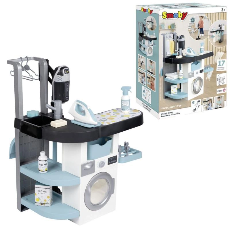 Smoby Práčovňa 3v1 so žehličkou a tyčovým vysávačom Rowenta SM 330320