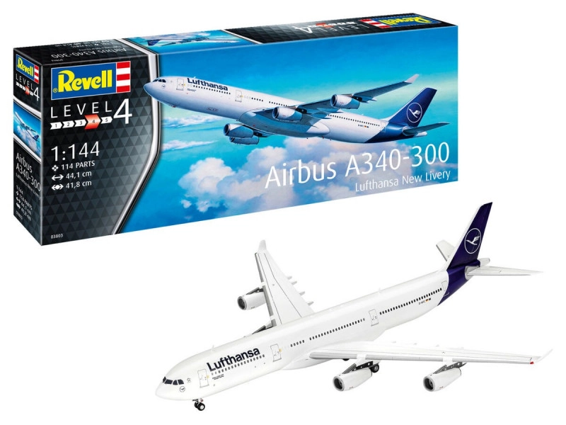 REVELL Plastic ModelKit letadlo 03803 A340 300 Lufthansa New Livery 1:144