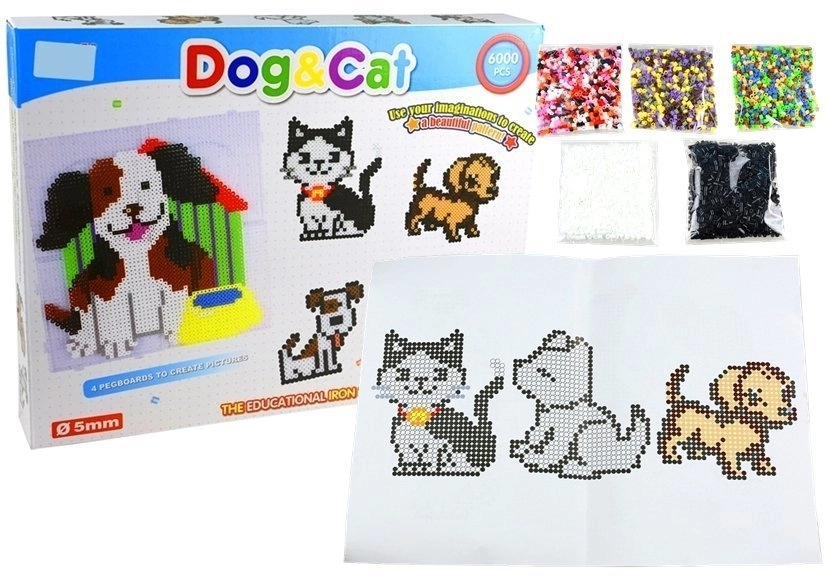E-shop LEAN TOYS Sada korálkov na vytvorenie mozaiky psov a mačiek