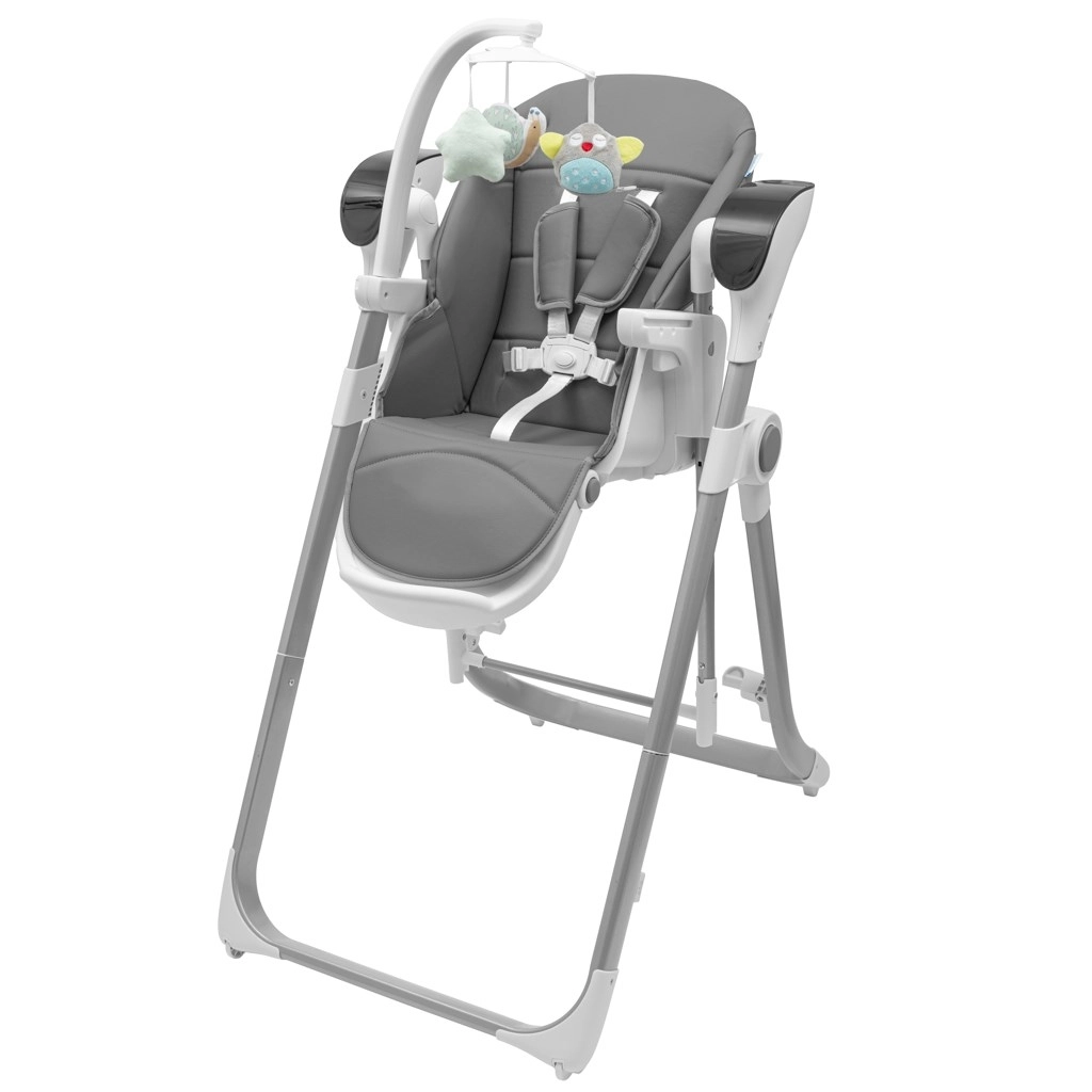 Detská jedálenská stolička a hojdačka 2v1 NEW BABY Smart, sivá