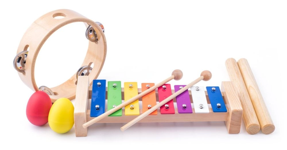 E-shop Woody Muzikálny set tamburína drievka