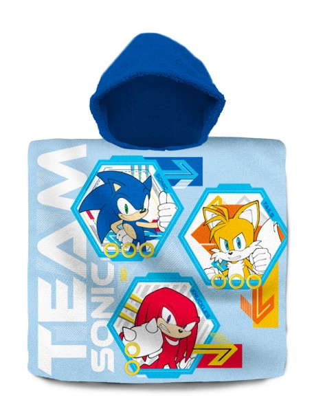 E-shop Detské kúpace pončo SONIC s kapucňou z bavlny 120 × 60 cm