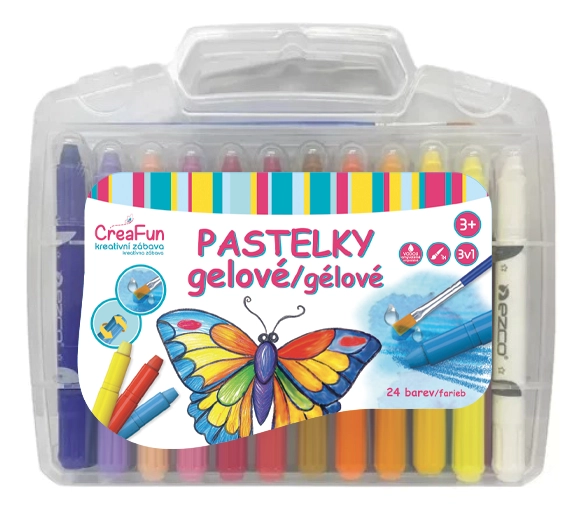 E-shop CreaFun gélové pastelky 3v1 umývateľné, sada 24 ks so štetcom