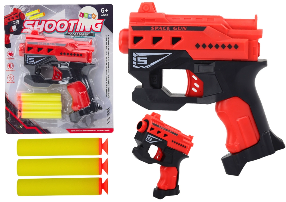 E-shop LEAN Toys Pištoľ na penové šípky s prísavkami červená