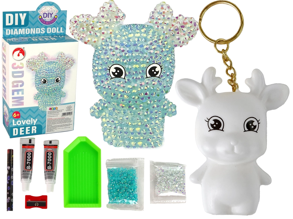 E-shop Lean Toys Súprava 3D prívesku na kľúče s 3D kryštálmi zo sobov vyrobených vlastnými rukami modrá