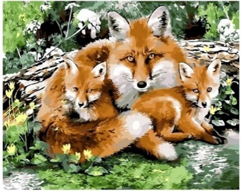 E-shop Norimpex Puzzle diamantová maľba Líščia rodina 30 x 40cm 1-39 dielov