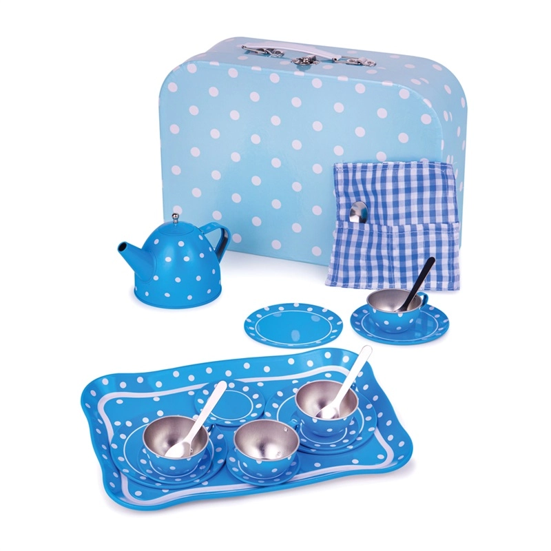 Bigjigs Toys puntikovaný čajový set modrý