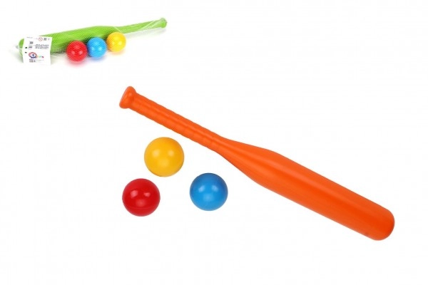 E-shop Baseballová pálka 50cm + loptičky 3ks plast mix farieb