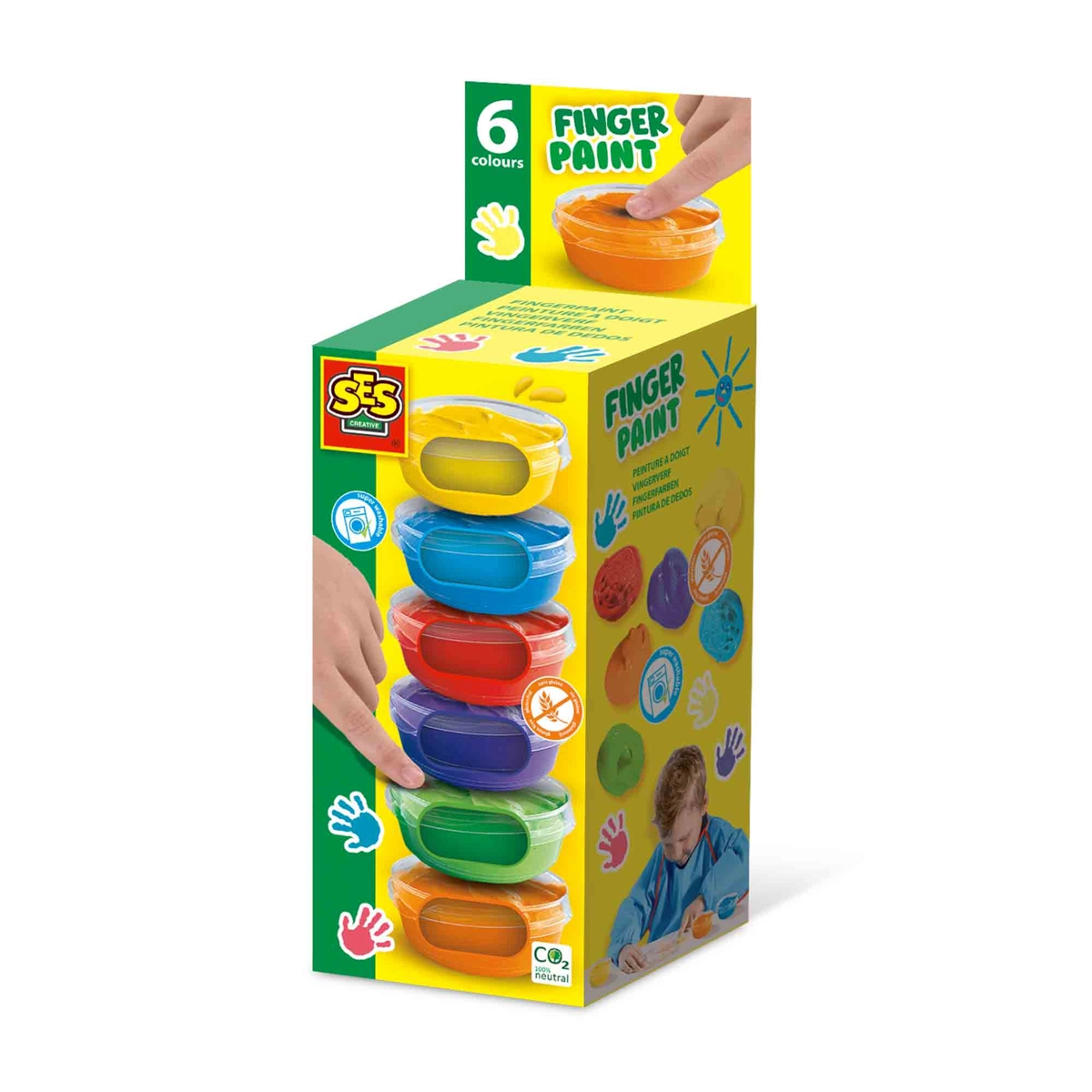 SES Prstové farby malé kalíšky 6 x 45 ml