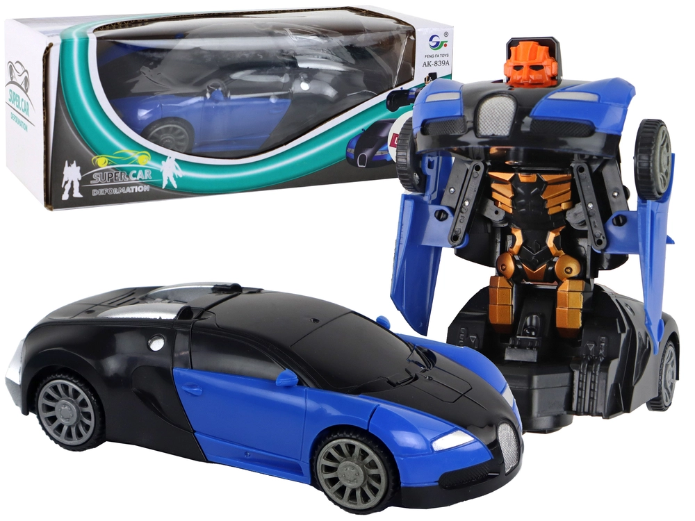 E-shop Auto-robot 2v1 modrý s svetelnými efektmi