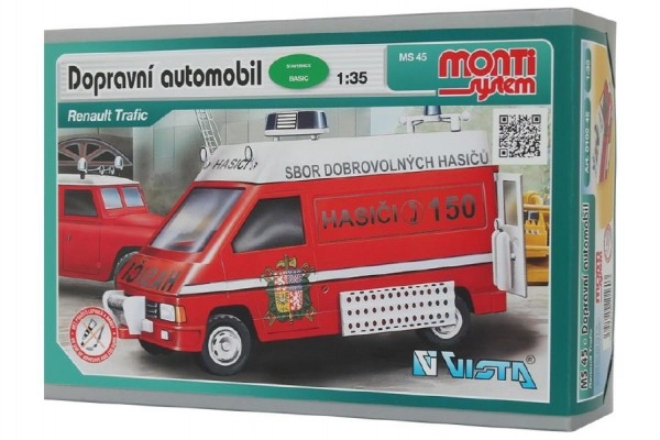 E-shop Stavebnica Monti System MS 45 Dopravný automobil Renault Trafic 1:35 v krabici 22x16x5 cm