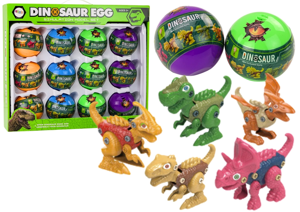 E-shop LeanToys Sada 12 barevných dinosauřích vajec na kutálení