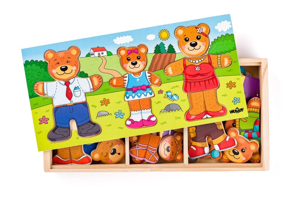 E-shop Woody Šatní skříň Oblékni si svou medvědí rodinku