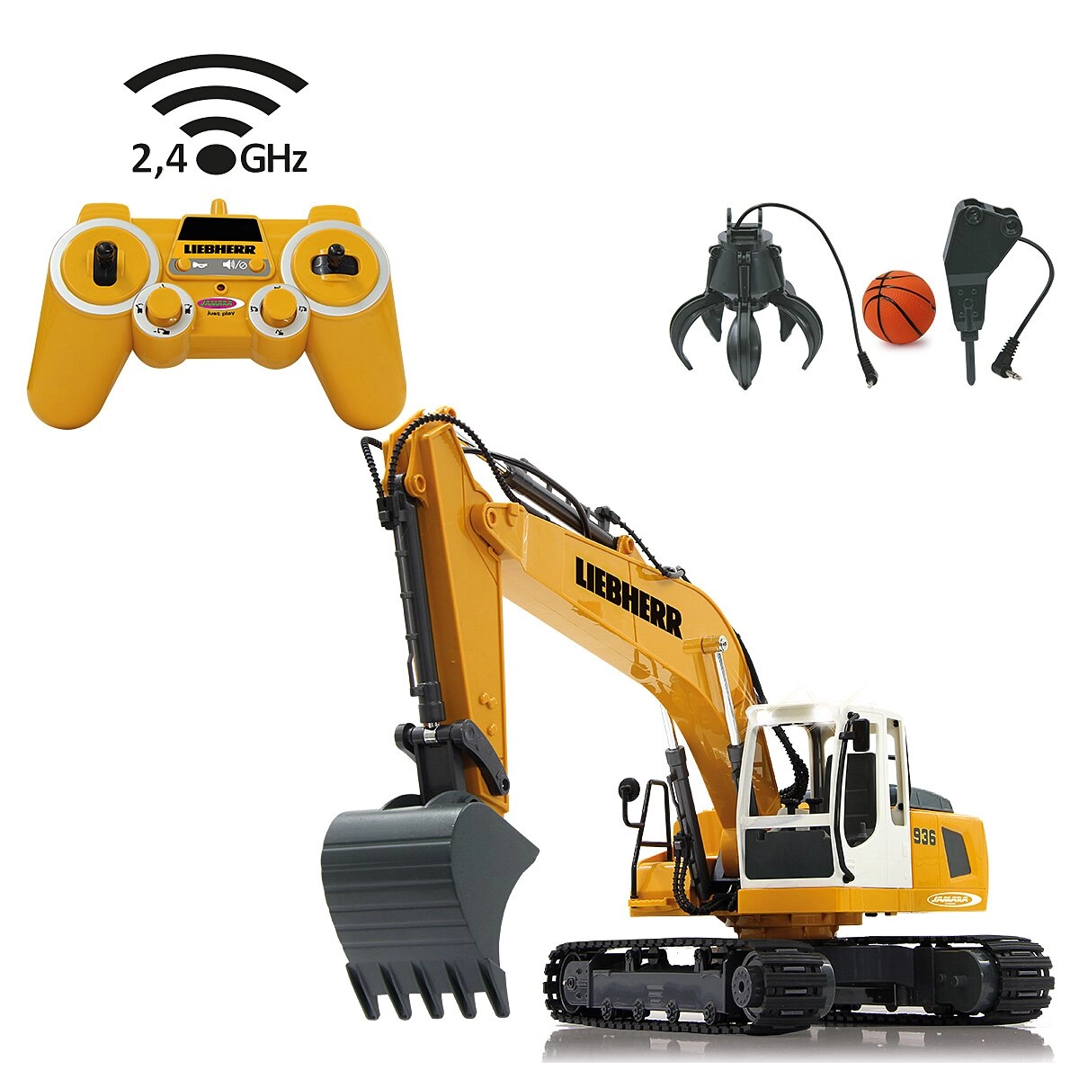 Jamara licencovaný pásový bager Liebherr R 936 RC 1:20 2,4 GHz s drapákom a demolačným kladivom
