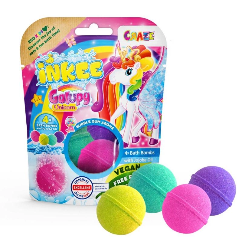 E-shop Craze INKEE Unicorn bomba do kúpeľa pre deti 4x50 g