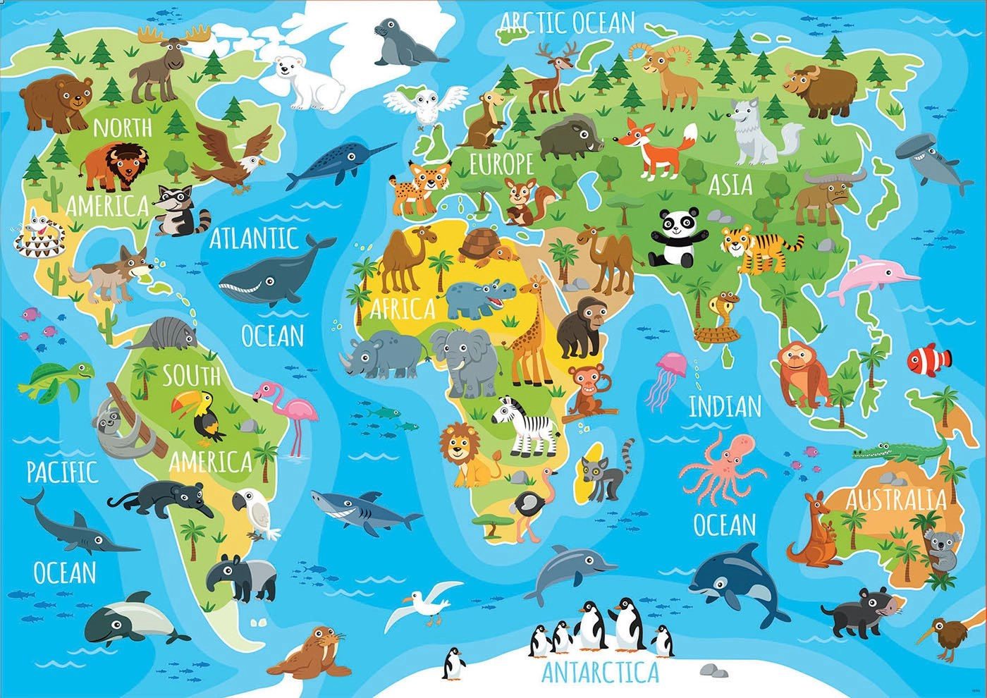 E-shop Educa Mapa sveta so zvieratkami 150 dielov
