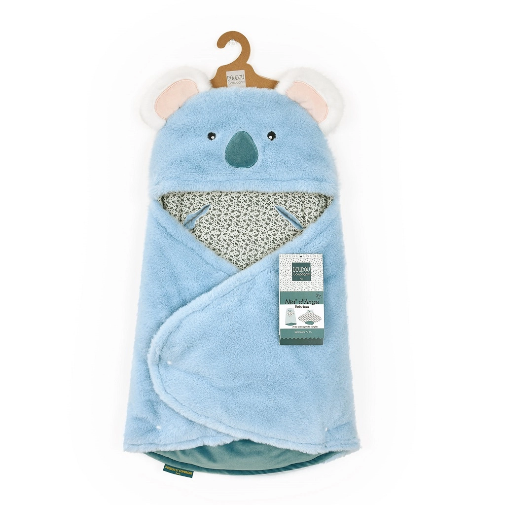 E-shop Doudou Plyšová modrá dečka s kapucňou Yoca le koala