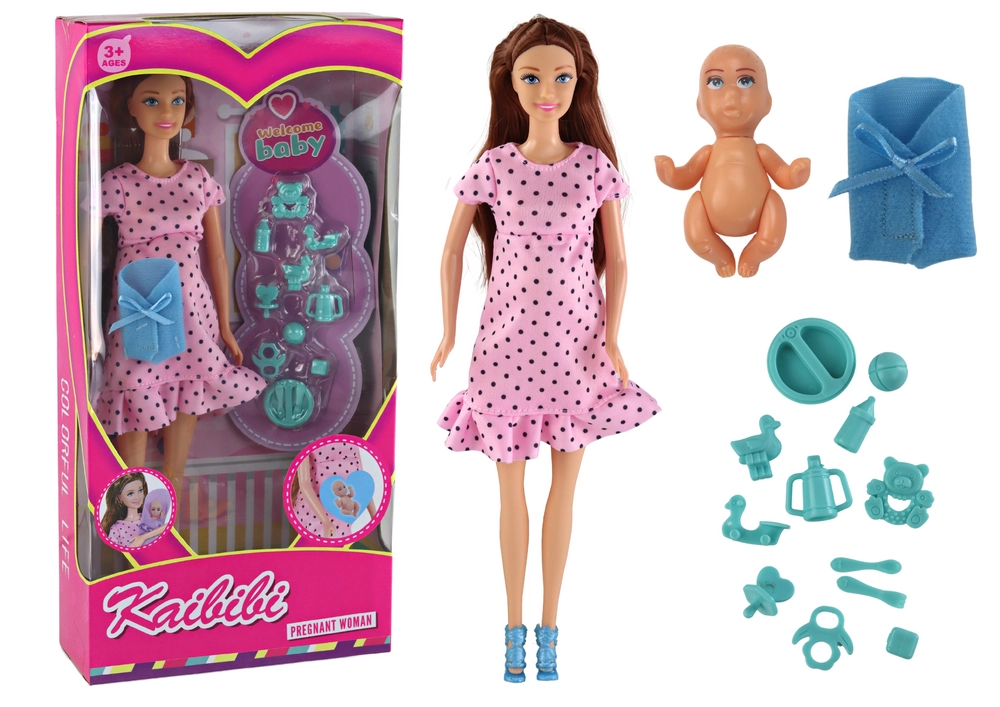 E-shop Lean Toys Doplnky k ružovým šatám pre tehotnú mamičku Baby Doll