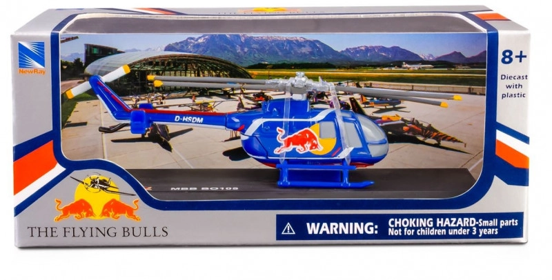 E-shop Kovový model helikoptéry MBB BO 105 THE FLYING BULLS 1:90