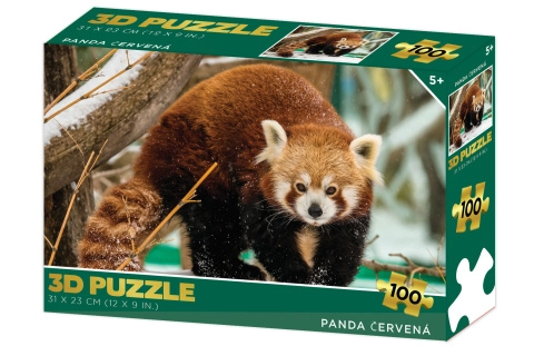 3D puzzle panda červená 100 dielikov