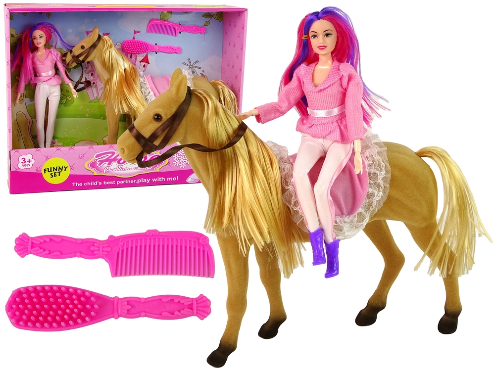 Lean Toys jazdec s hnedým koníkom