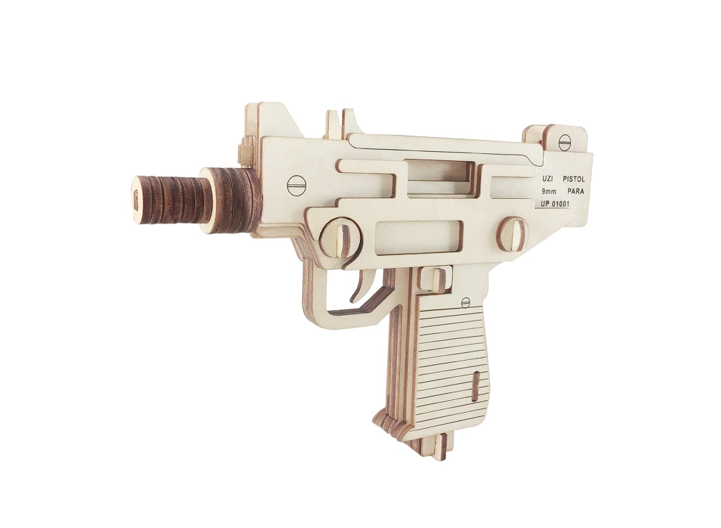 E-shop Drevené 3D Puzzle Pištoľ UZI