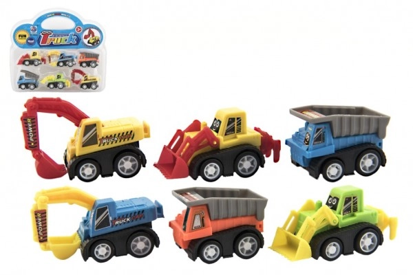 E-shop Teddies Autá mini plast 5cm stavebné stroje 6ks v blistri