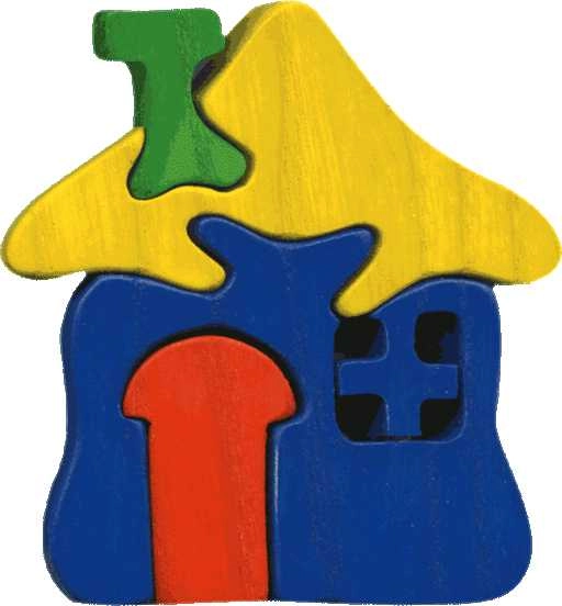 E-shop Fauna vkládací puzzle z masivu malý domeček