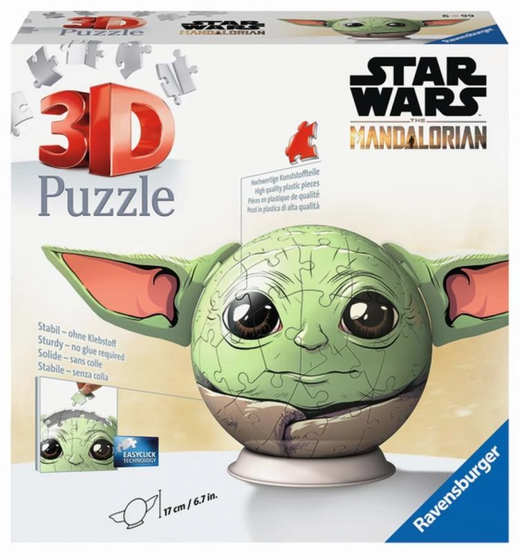 E-shop Ravensburger 3D Puzzleball Star Wars: Baby Yoda s ušami 72 ks