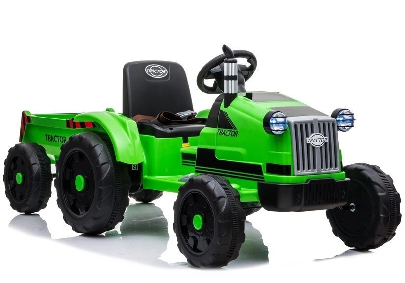 Detský akumulátorový traktor s prívesom zelený