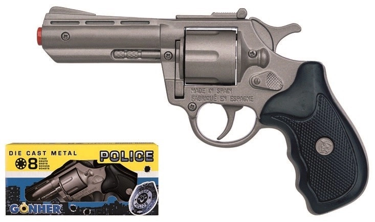 E-shop Alltoys policejní revolver kovový stříbrný kovový 8 ran