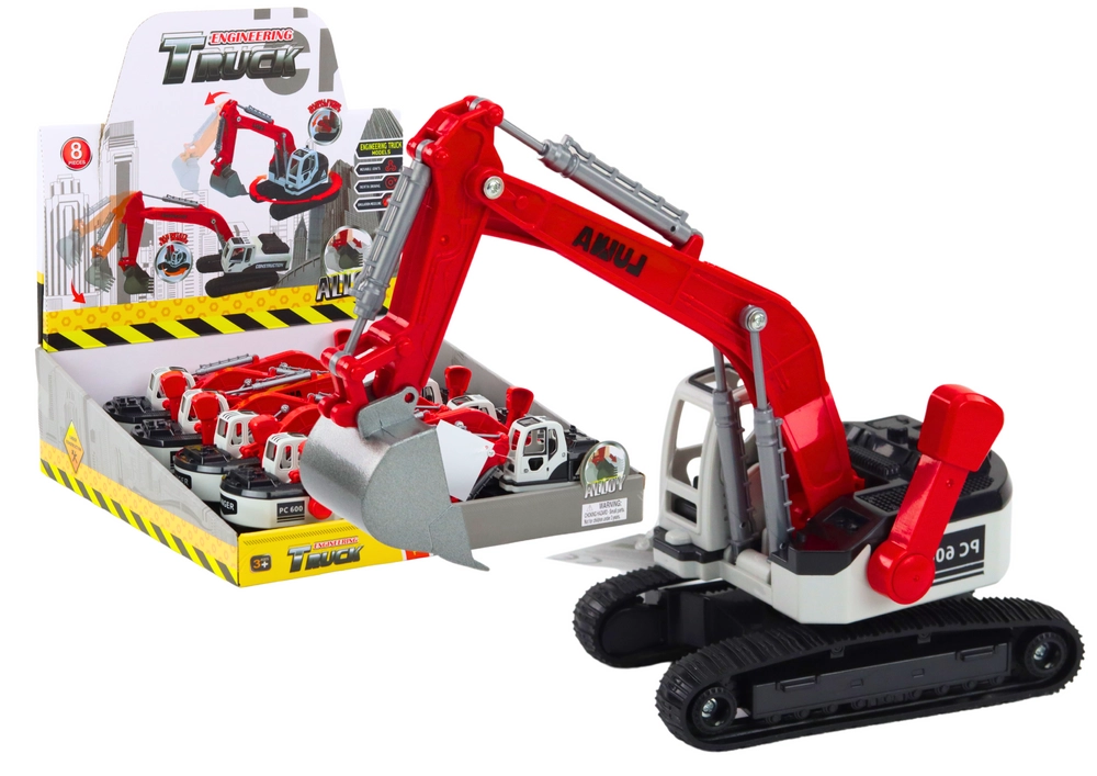 E-shop Lean Toys Pásového rýpadla s kovovou lyžicou – bielo-červená