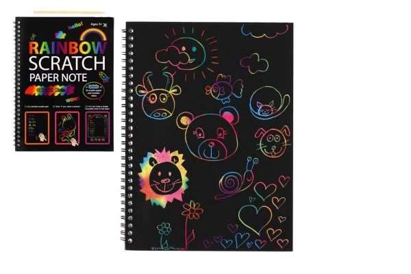 E-shop Škrabací Vyškrabovací notes dúhový 10 listov vo vrecku 20x26cm