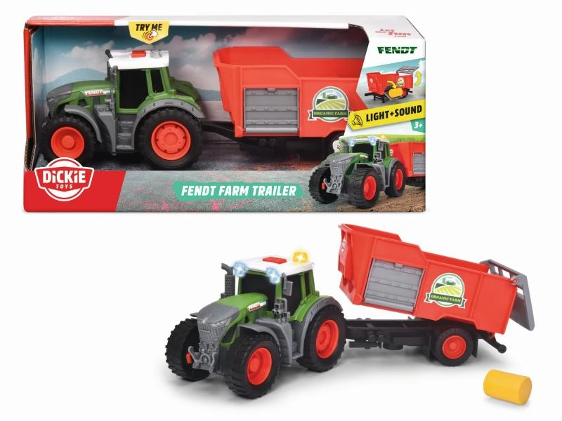 E-shop Dickie Farm Traktor Fendt s prívesom 26cm Balík sena