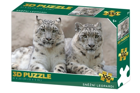 3D puzzle – snežné leopardy, 100 dielikov