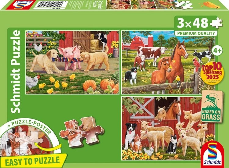 Puzzle zvieratá na farme 3×48 dielikov