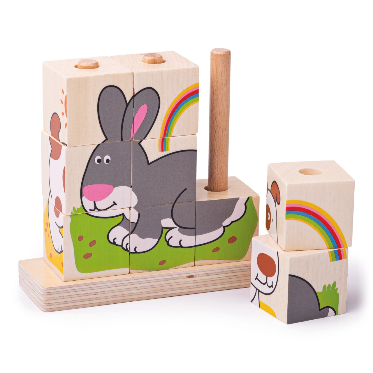 E-shop Bigjigs Baby drevené nasadzovacie kocky zvieratká