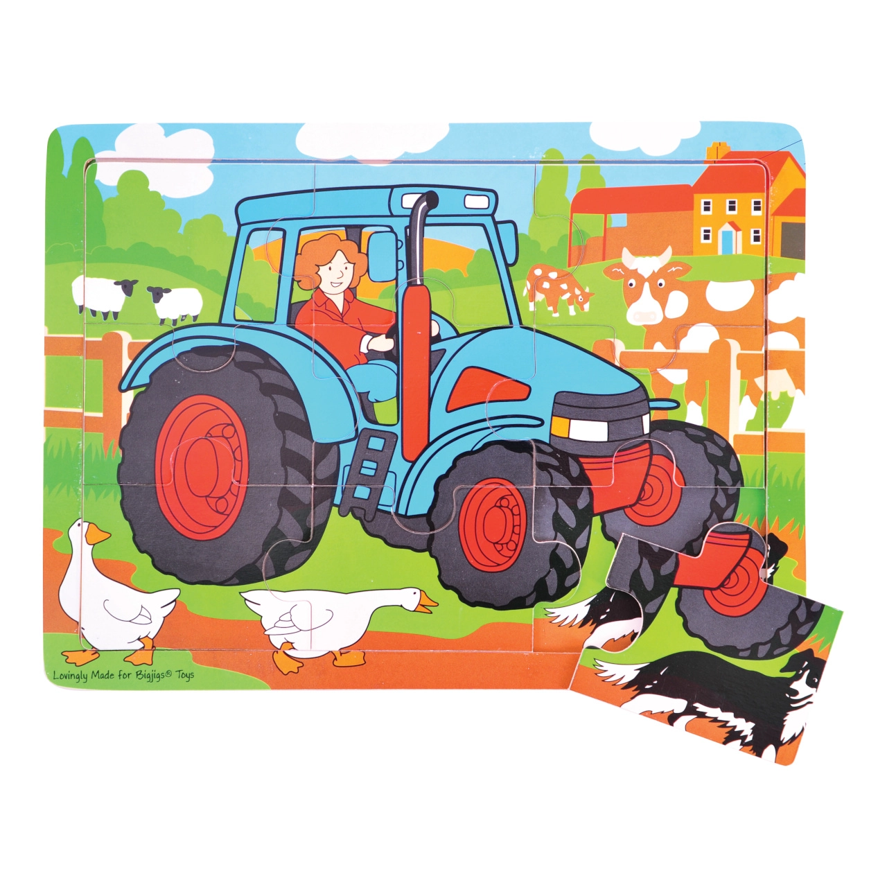 Bigjigs toys Traktor 9 dielov
