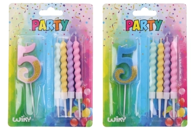 E-shop WIKY Párty sviečka číslo 5 + 4ks sviečok