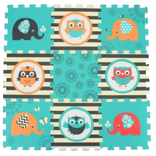 E-shop Pěnové puzzle s motívom slonov a sov, 9 dielikov