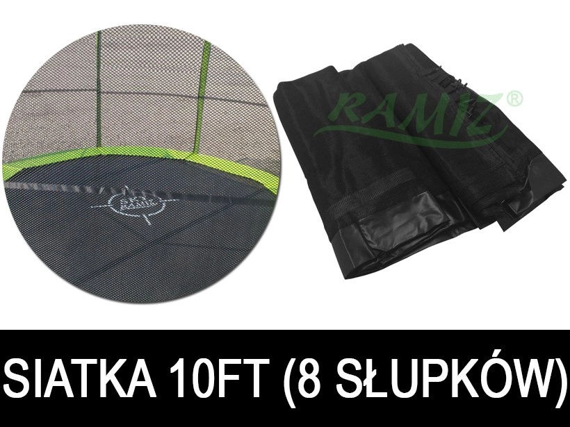 E-shop Ochranná sieť na trampolínu SKYRAMIZ 305 cm (10 ft), 8 stĺpikov, čierna