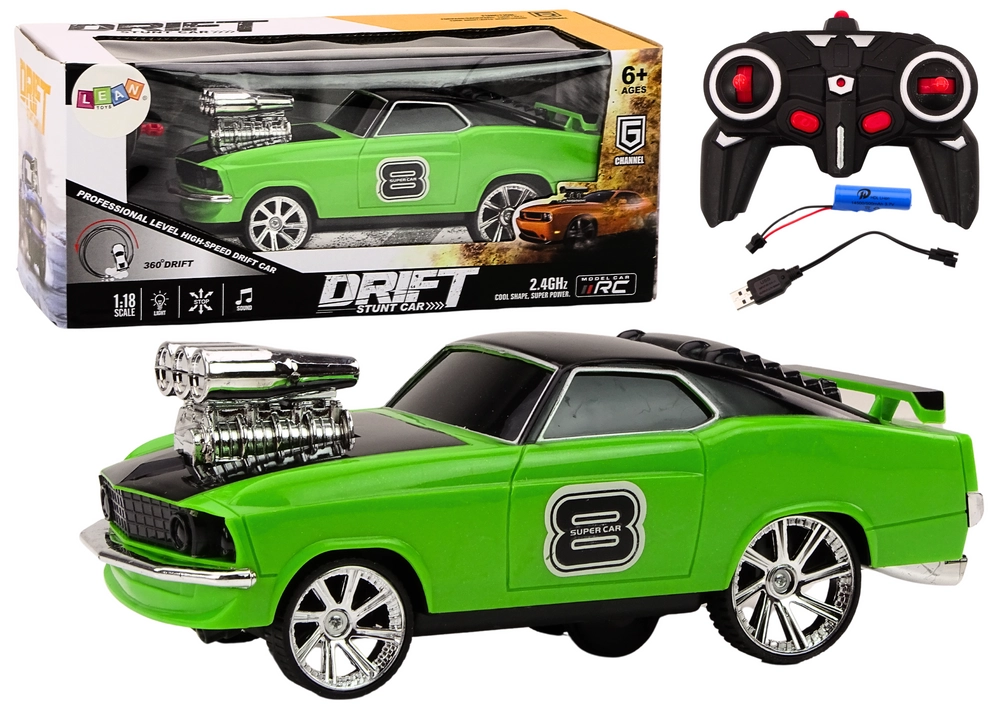 RC driftovacie auto 1:18 so svetlami a zvukmi – zelené