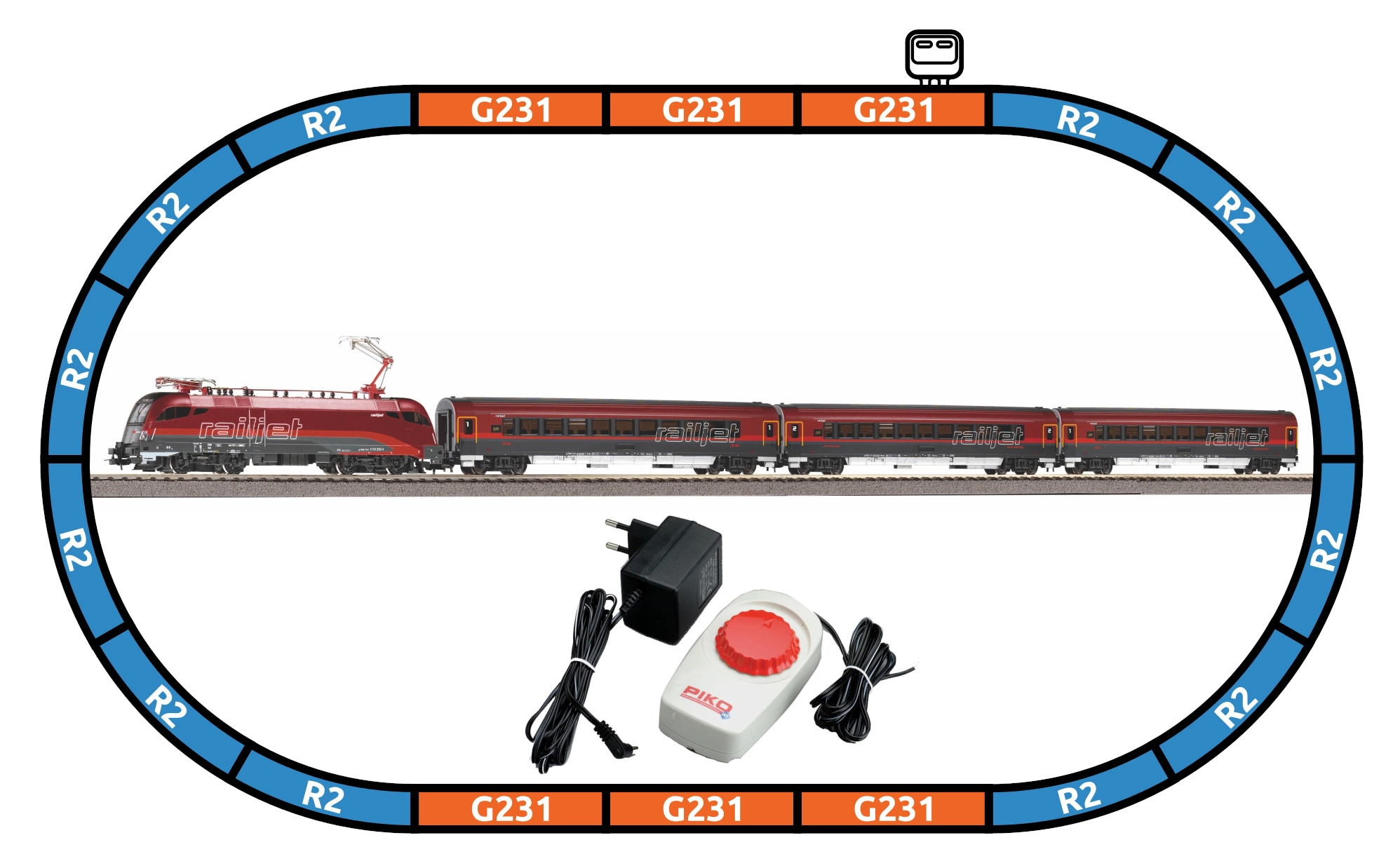 E-shop Piko Startovací sada Osobní vlak Taurus Railjet ÖBB VI 57178