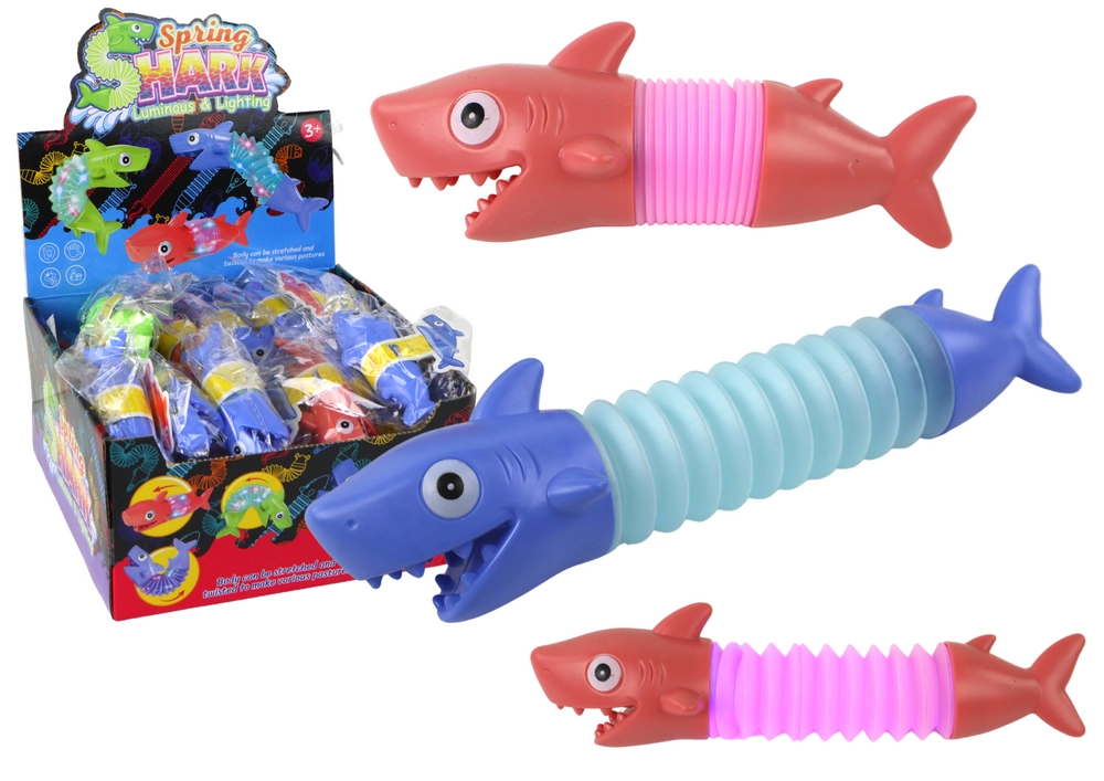 E-shop LEAN Toys Žralok strečing Antistresový Svietiaci Pop Tube